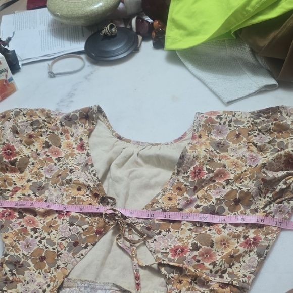 DressMadewell Puff Sleeve Open Tie Back Front Reversible Midi - Picture 9 of 11